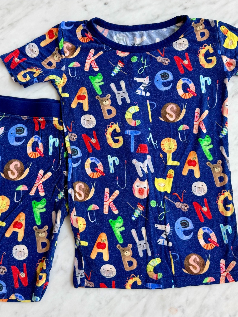 Little Sleepies Navy Alphabet Friends Short Sleeve Pajama Set